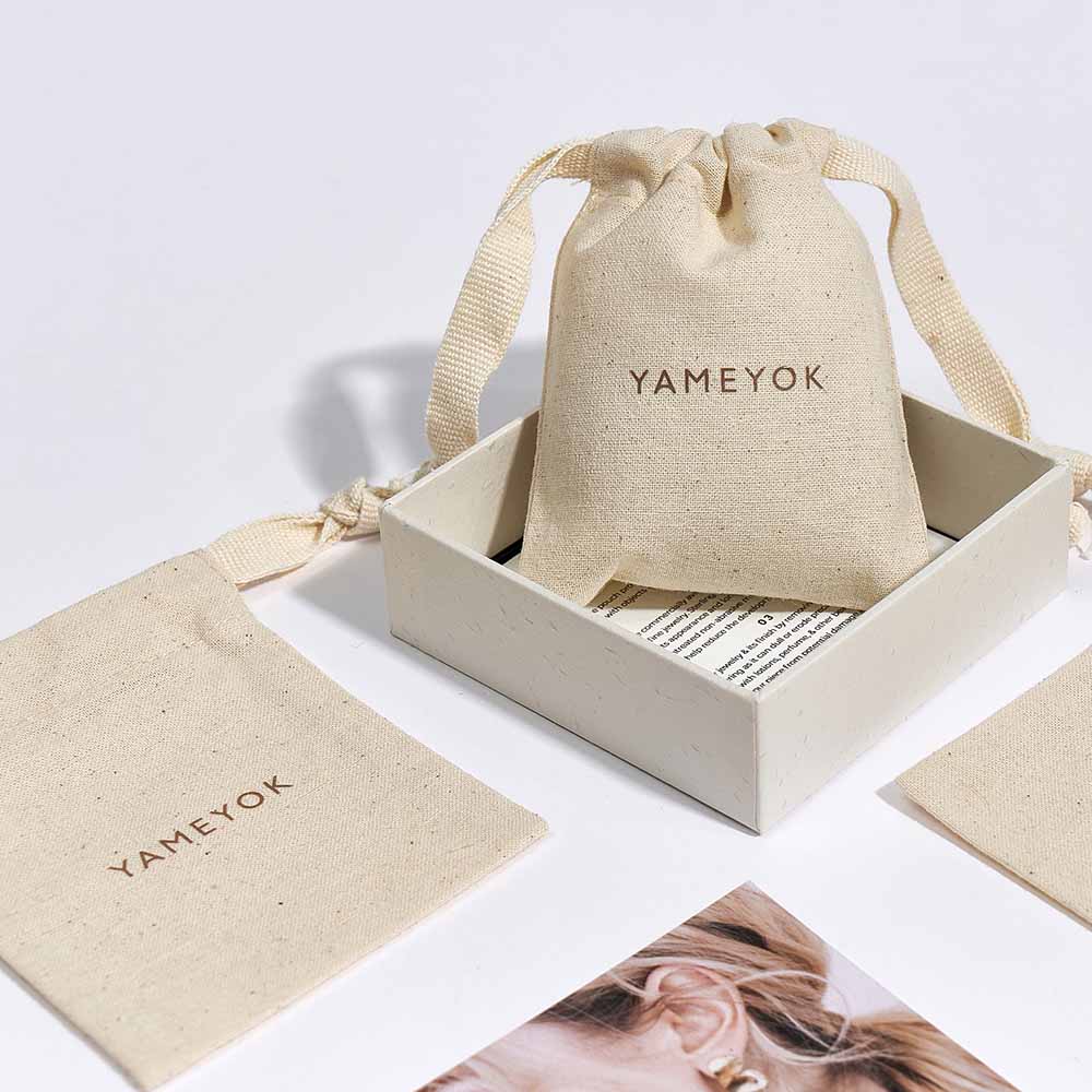 Natural custom drawstring eco cotton jewelry packaging bags pouch