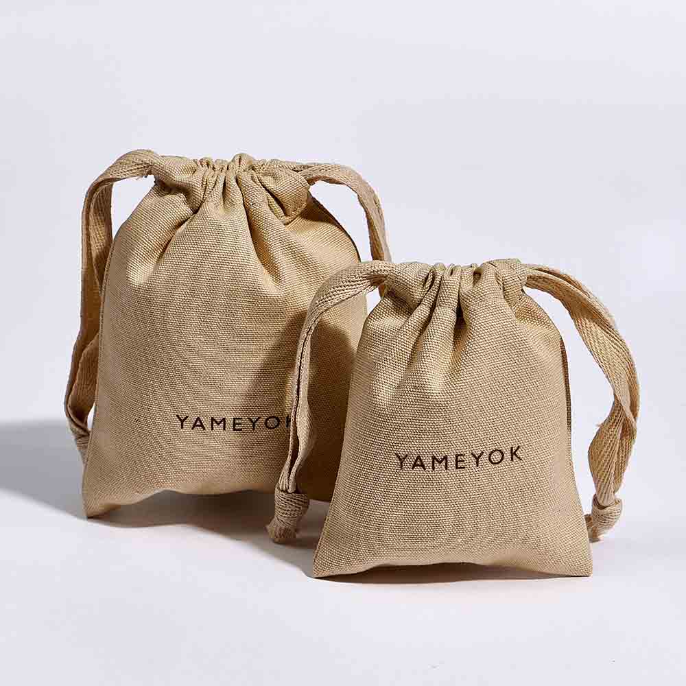 Eco friendly custom logo drawstring cotton jewelry bags packaging