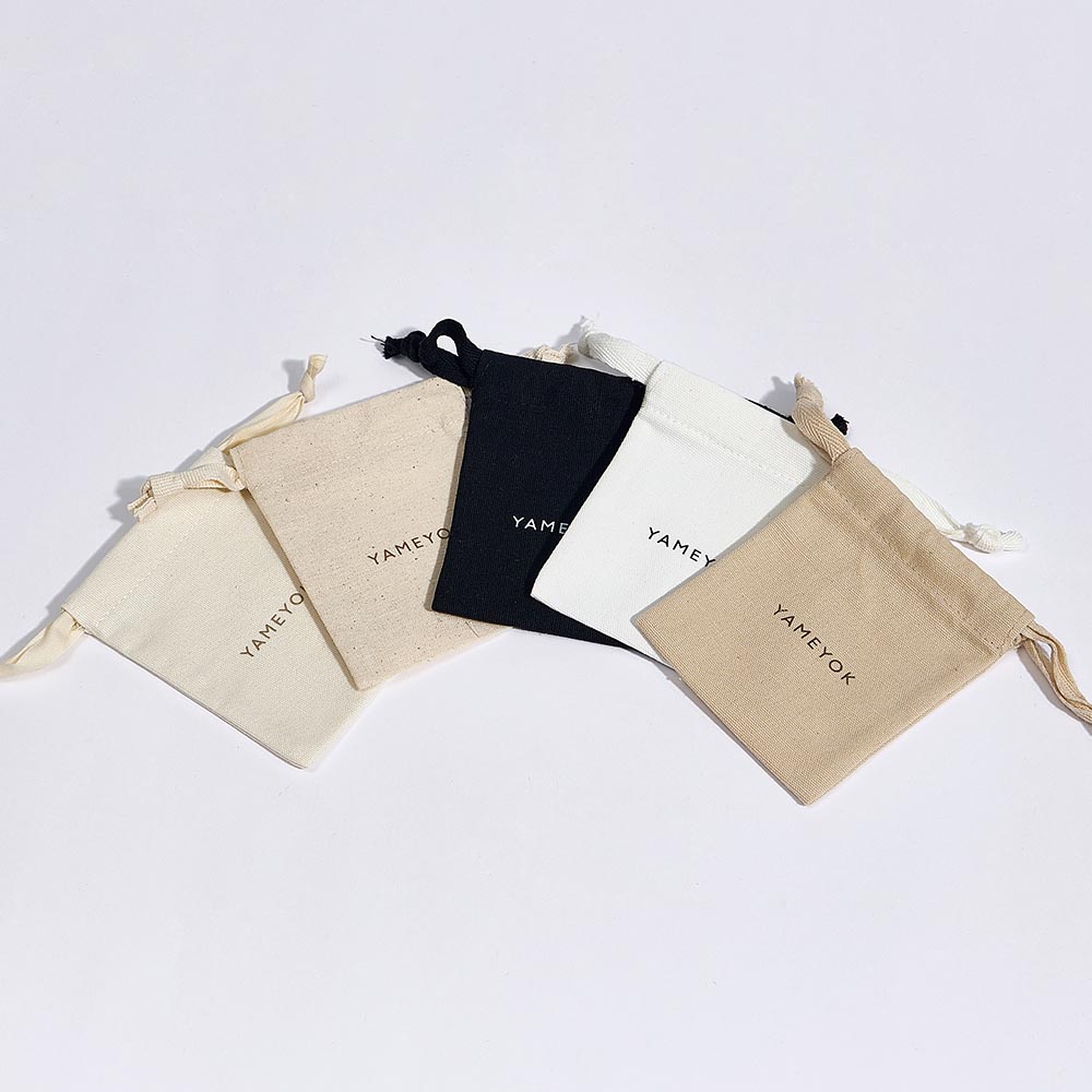Eco friendly custom logo drawstring cotton jewelry bags packaging