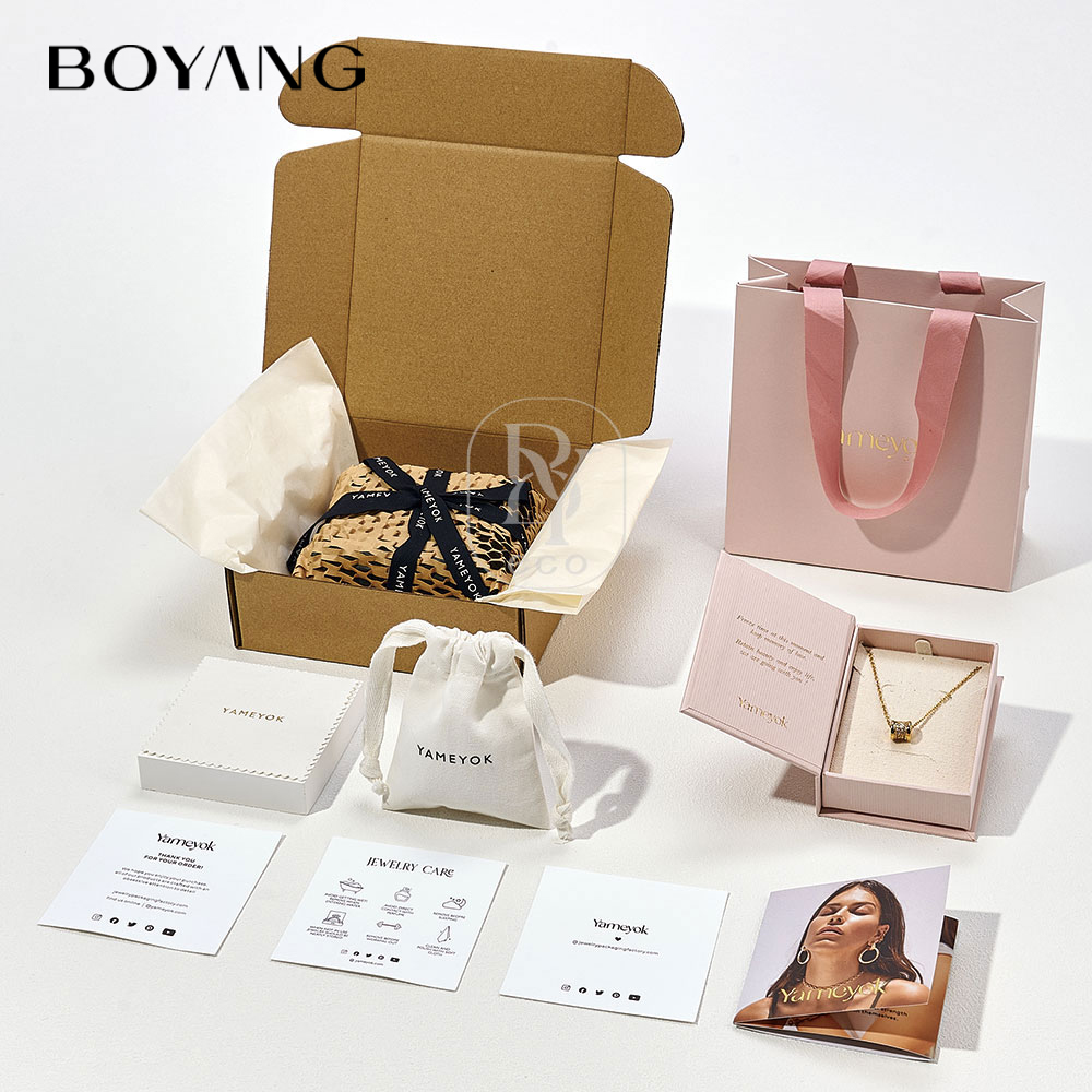 Boyang Custom Recyclable Paper Gift Packaging Small Jewelry Box