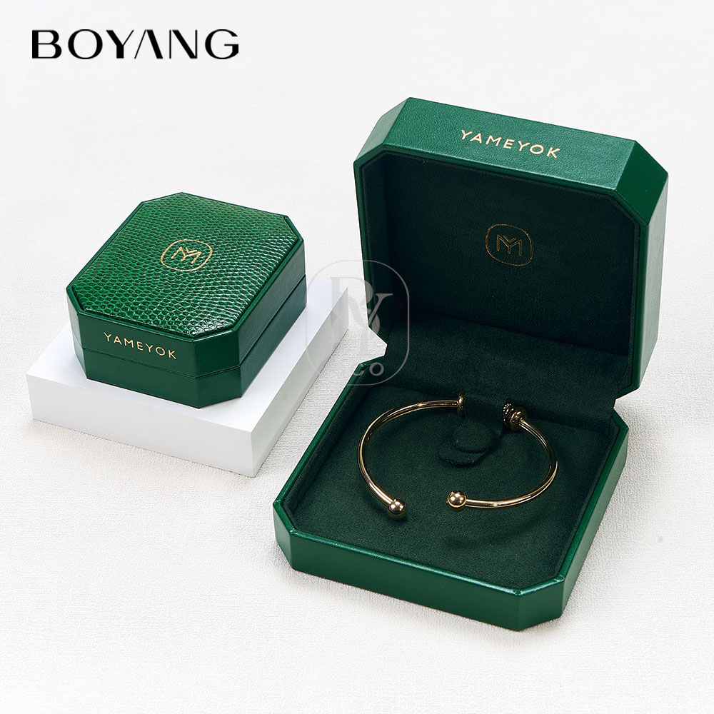 Boyang Custom PU Leather Green Luxury Jewelry Box