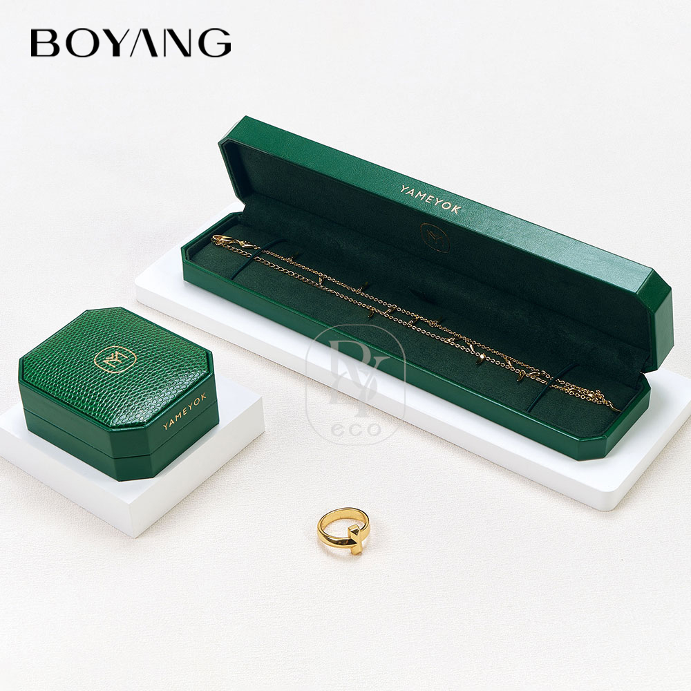 Boyang Custom PU Leather Green Luxury Jewelry Box