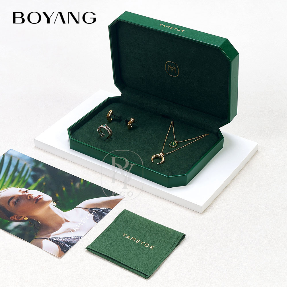 Boyang Custom PU Leather Green Luxury Jewelry Box