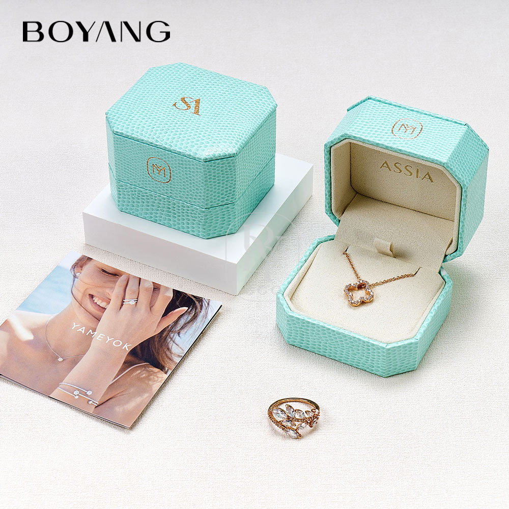 Boyang Custom PU Leather Luxury Earring Necklace Ring jewelry Box