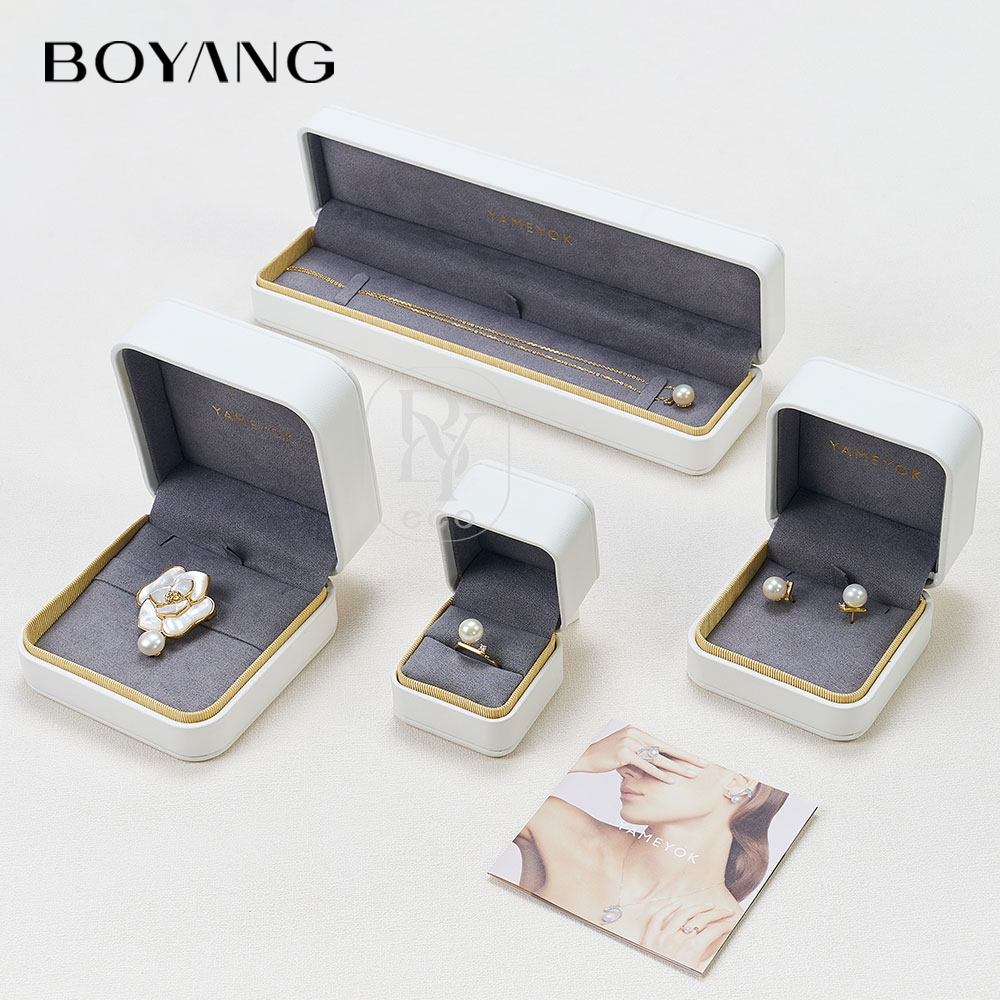 Boyang Custom PU Leather Luxury White Jewelry Box