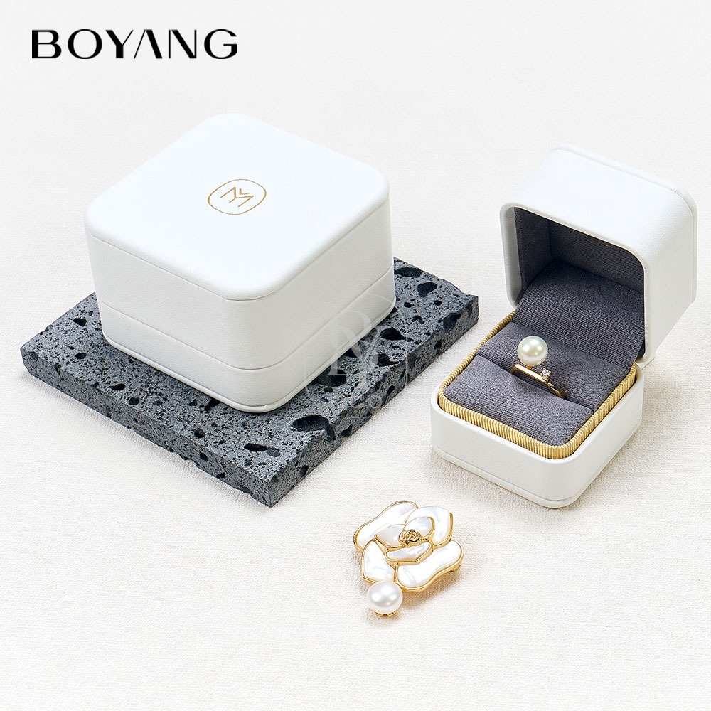 Boyang Custom PU Leather Luxury White Jewelry Box