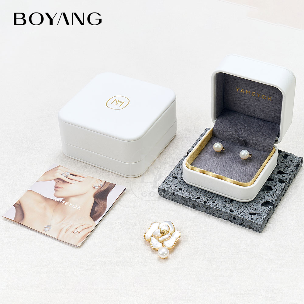 Boyang Custom PU Leather Luxury White Jewelry Box