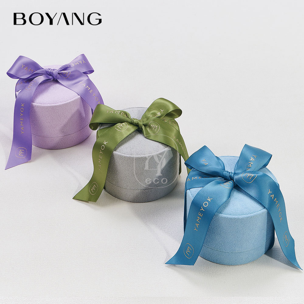 Boyang Custom Luxury Jewelry Gift Packaging Velvet Ring Box