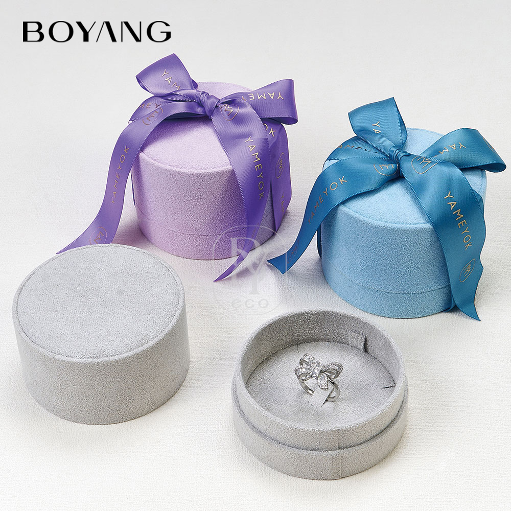 Boyang Custom Luxury Jewelry Gift Packaging Velvet Ring Box