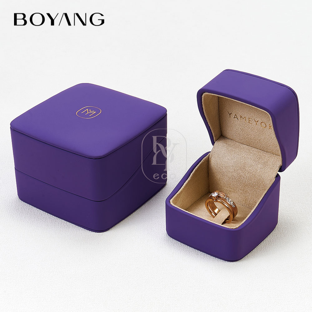 Boyang Custom Luxury Leather Gift Packaging Purple Jewelry Box