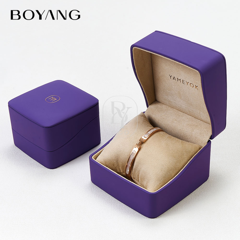 Boyang Custom Luxury Leather Gift Packaging Purple Jewelry Box