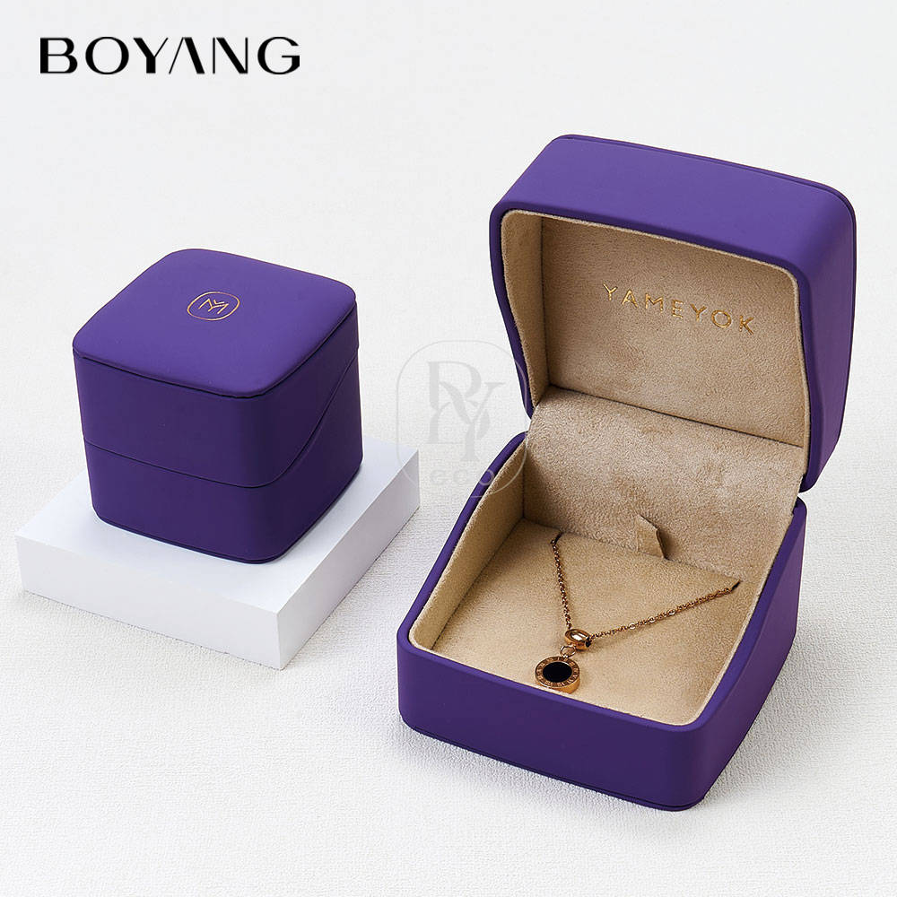 Boyang Custom Luxury Leather Gift Packaging Purple Jewelry Box