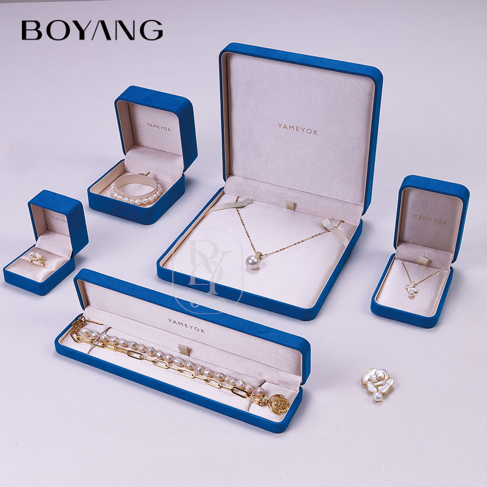 Boyang Custom Luxury Gift Packaging Velvet Jewelry Set Box