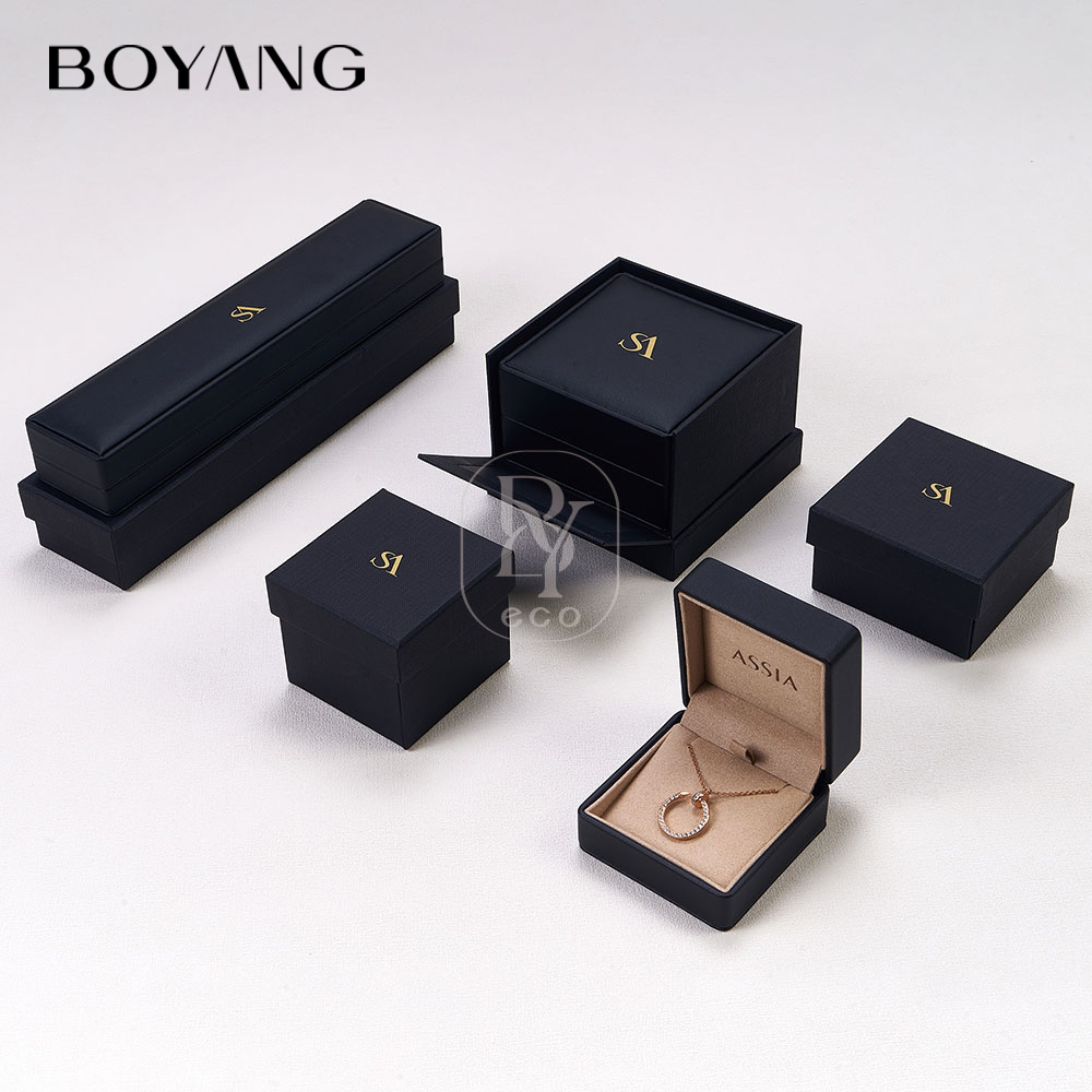 Boyang Custom Luxury Gift Packaging Set Black Jewelry Box