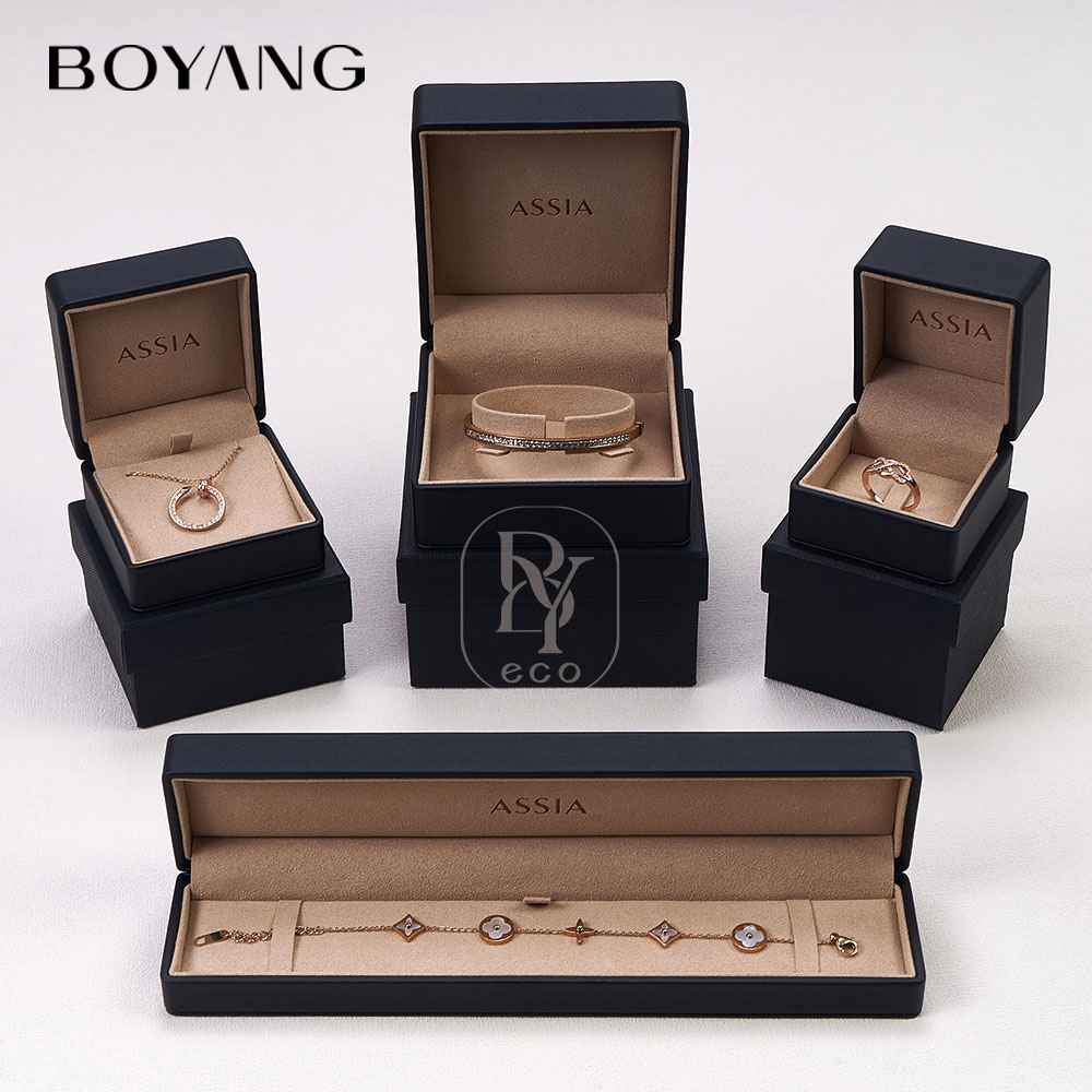 Boyang Custom Luxury Gift Packaging Set Black Jewelry Box