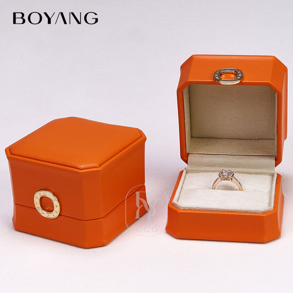 Boyang Custom Luxury PU Leather Ring Necklace Bracelet Gift Box