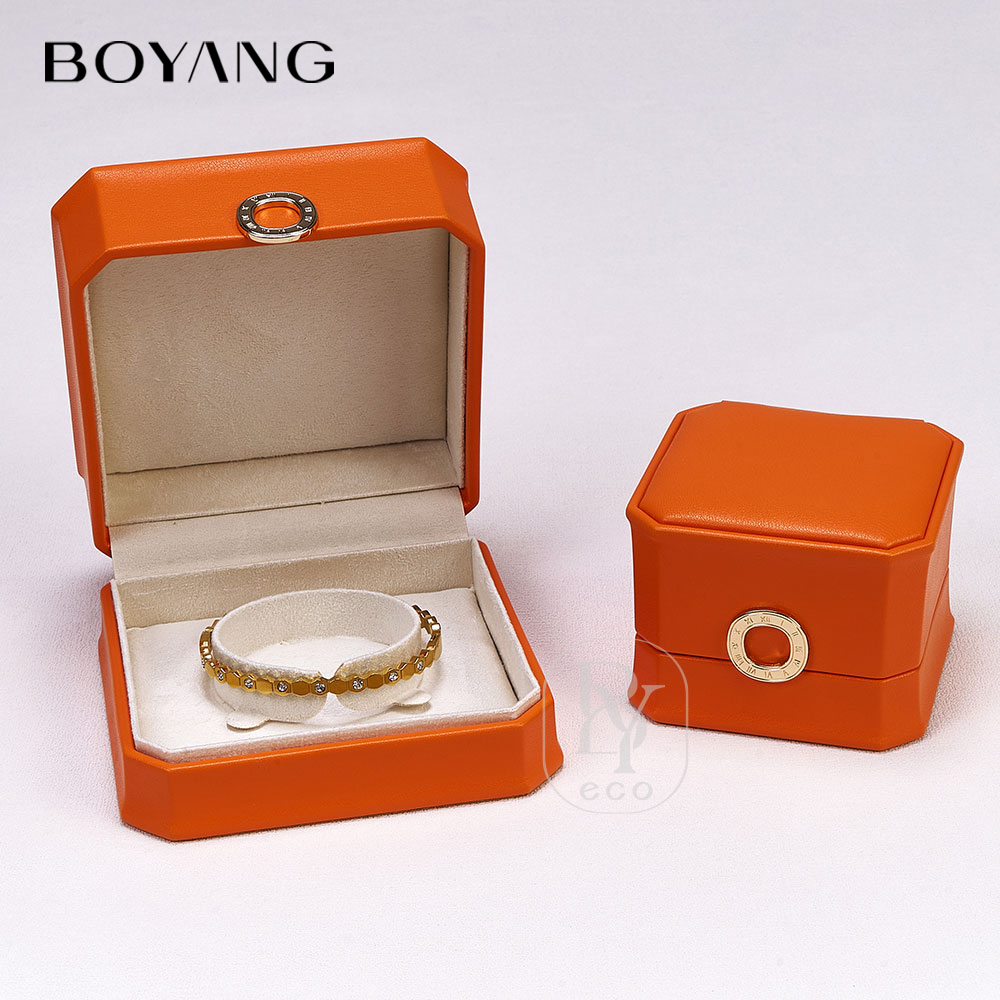 Boyang Custom Luxury PU Leather Ring Necklace Bracelet Gift Box