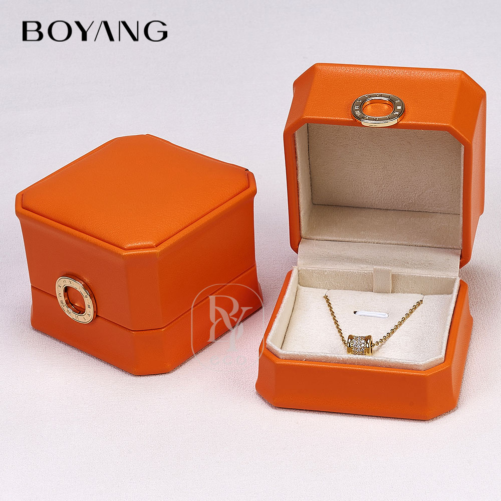 Boyang Custom Luxury PU Leather Ring Necklace Bracelet Gift Box