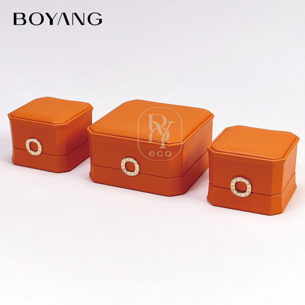 Boyang Custom Luxury PU Leather Ring Necklace Bracelet Gift Box