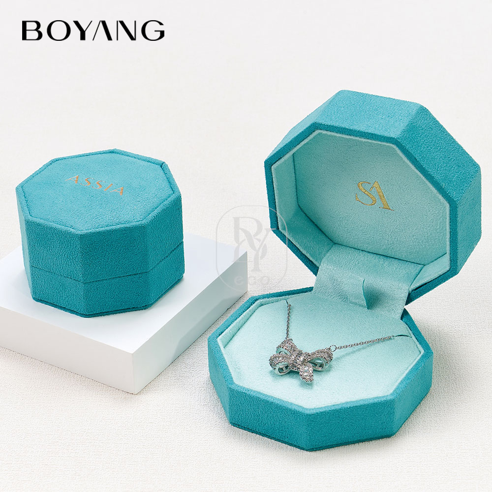 Boyang Custom Luxury Velvet Necklace Ring Packaging Small Jewelry Box