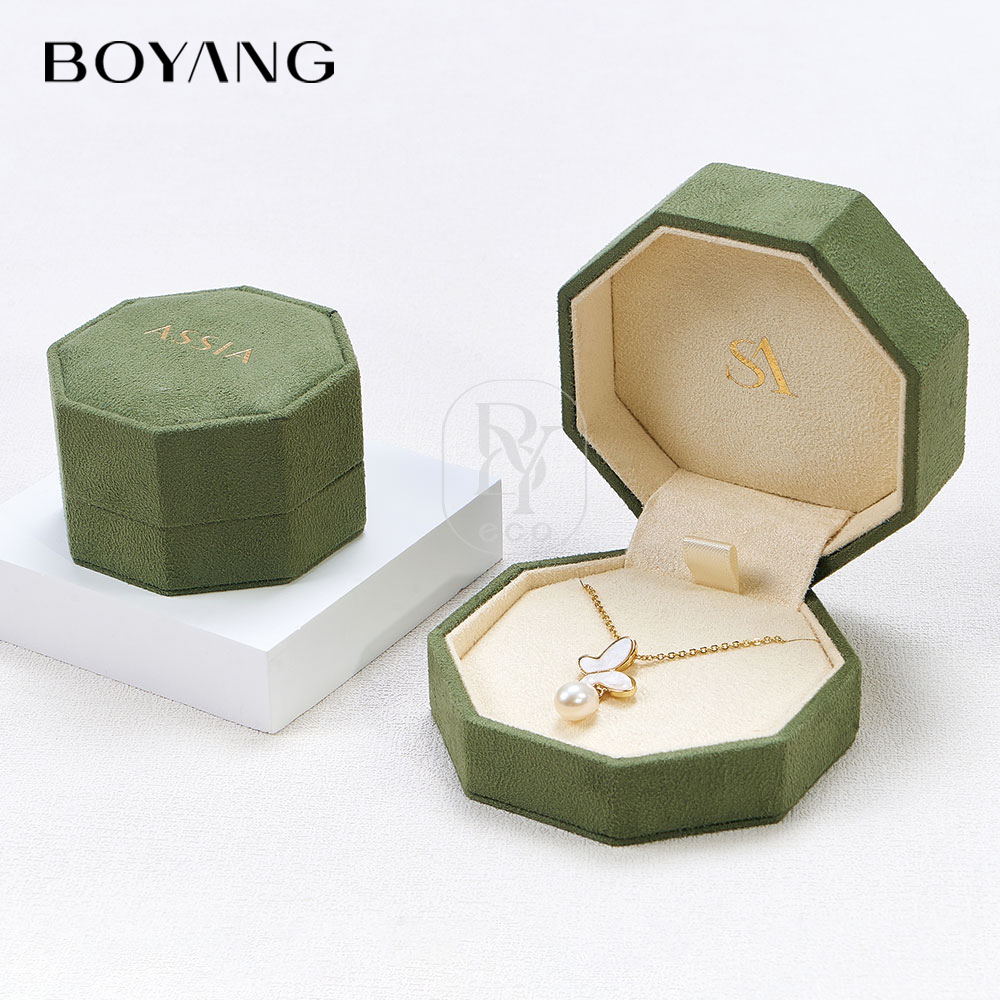 Boyang Custom Luxury Velvet Necklace Ring Packaging Small Jewelry Box