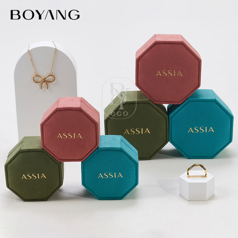 Boyang Custom Luxury Velvet Necklace Ring Packaging Small Jewelry Box