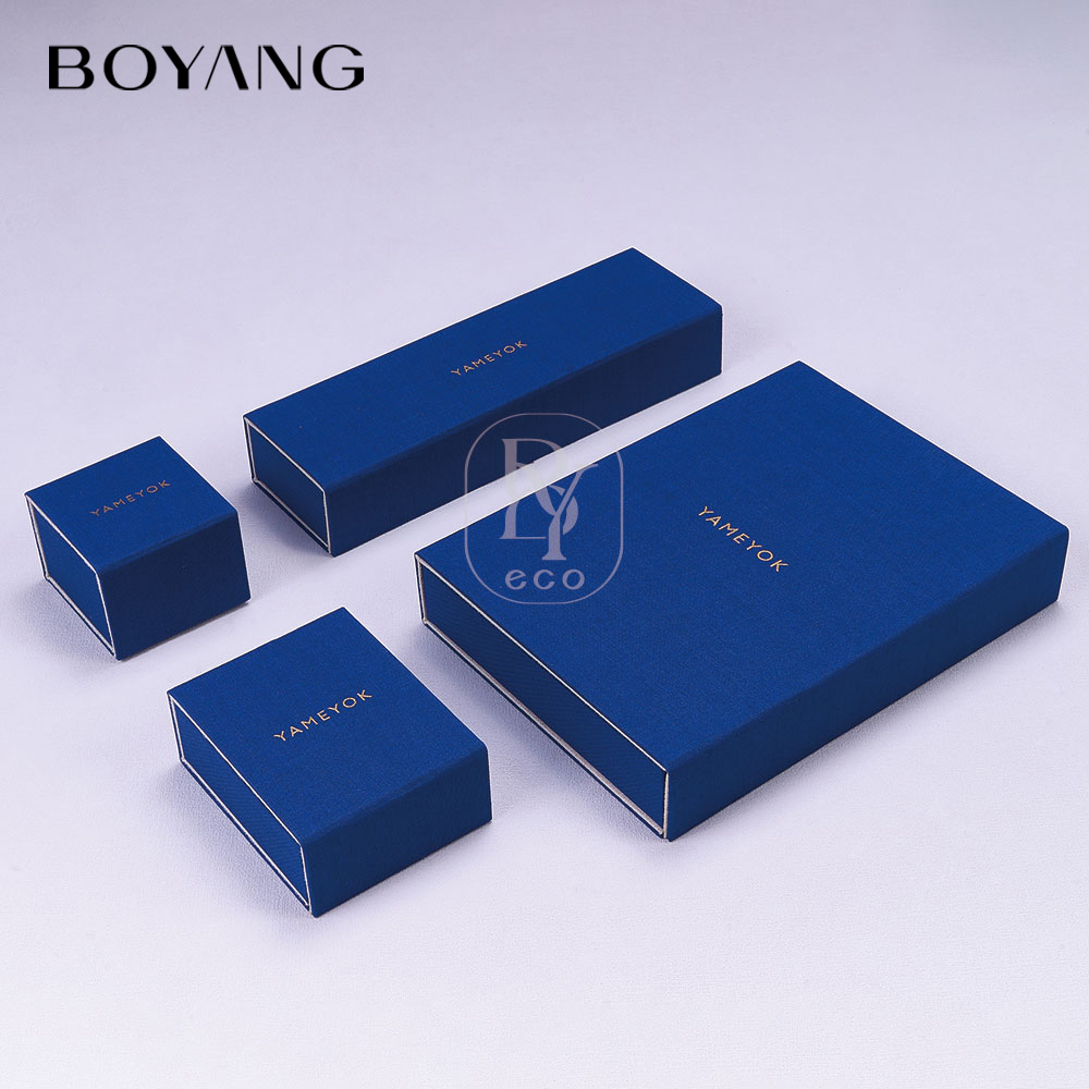 Boyang Custom Blue Magnetic Closure Flip Book Shape Jewelry Packaging Box