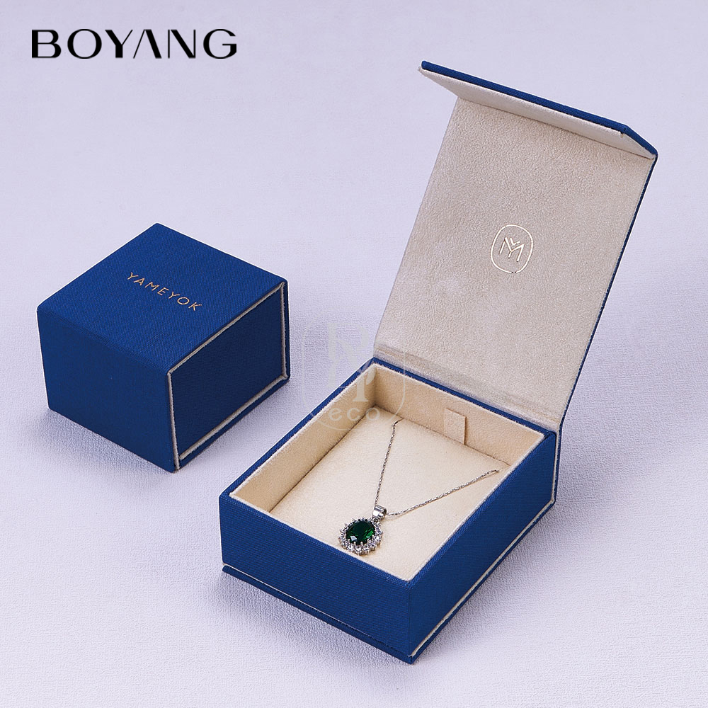 Boyang Custom Blue Magnetic Closure Flip Book Shape Jewelry Packaging Box