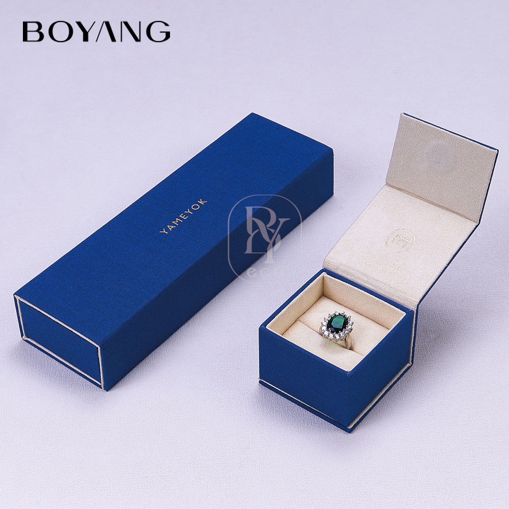 Boyang Custom Blue Magnetic Closure Flip Book Shape Jewelry Packaging Box