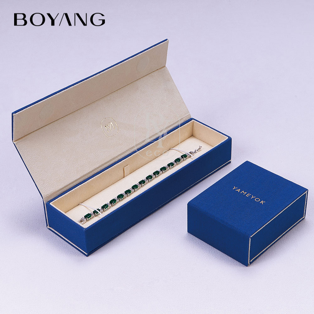 Boyang Custom Blue Magnetic Closure Flip Book Shape Jewelry Packaging Box