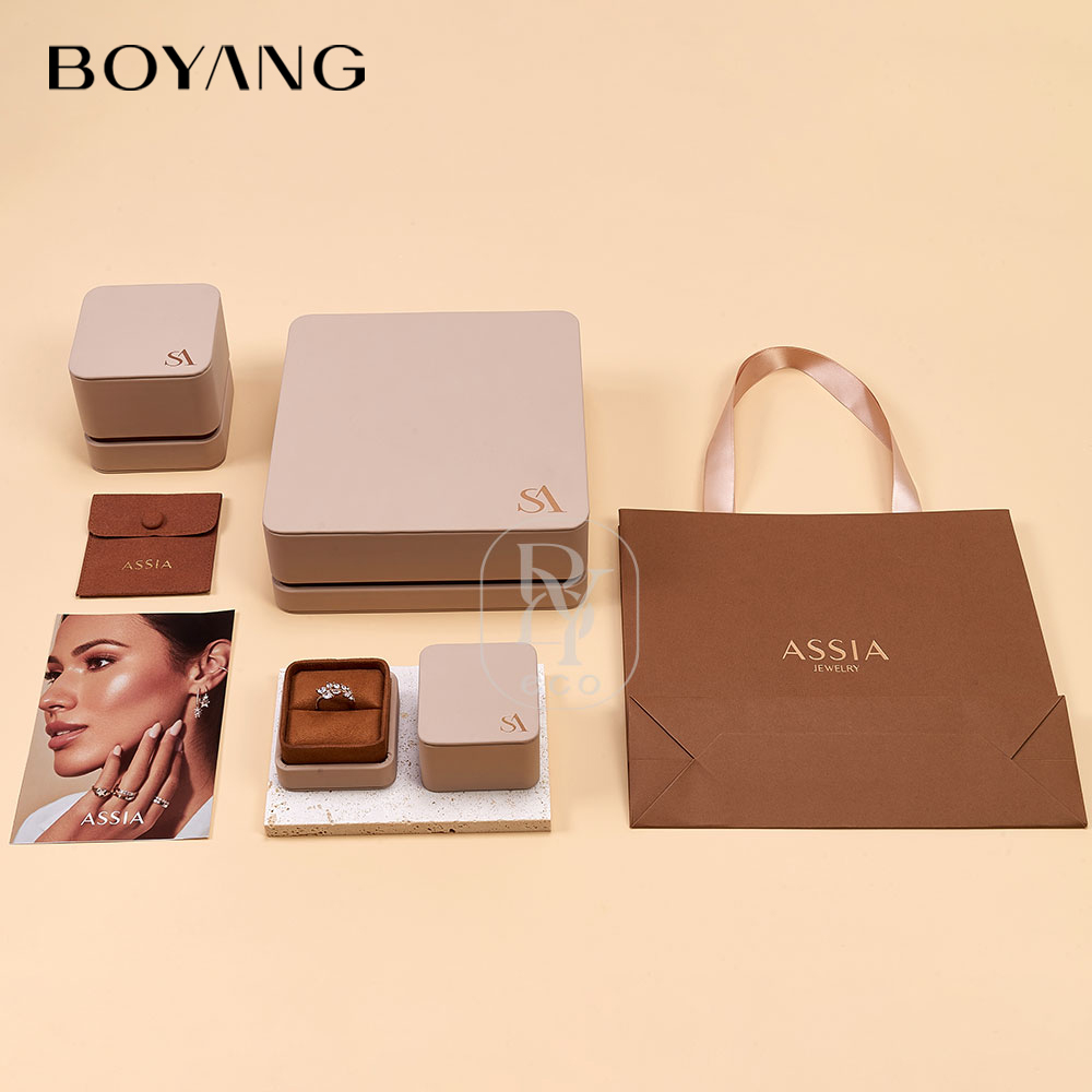 Boyang Custom Lid and Base Luxury Leather Jewelry Box Set
