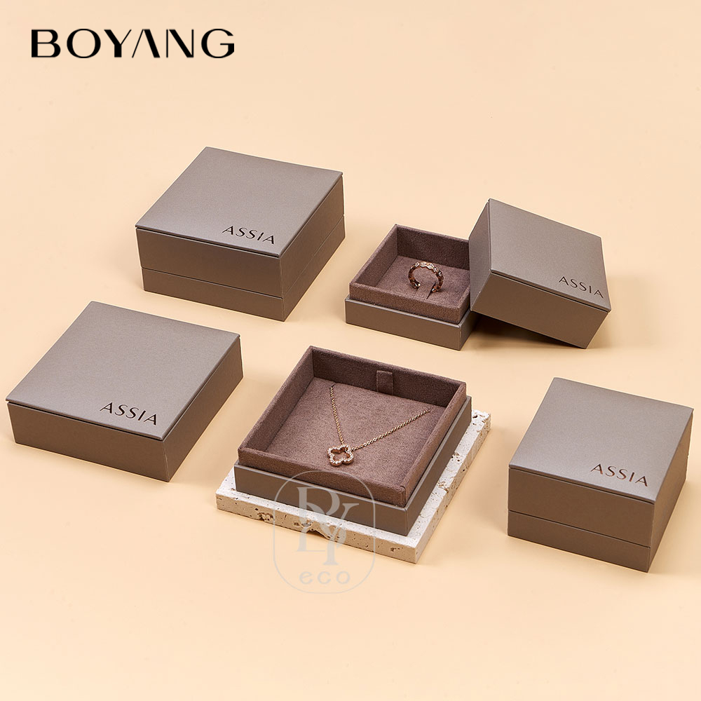 Boyang Custom Luxury PU Leather Necklace Pendant Ring Packaging Jewelry Gift Box