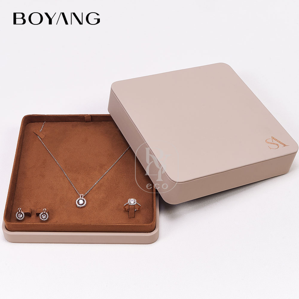 Boyang Custom Lid and Base Luxury Leather Jewelry Box Set