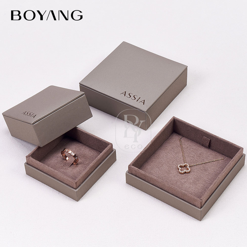 Boyang Custom Luxury PU Leather Necklace Pendant Ring Packaging Jewelry Gift Box