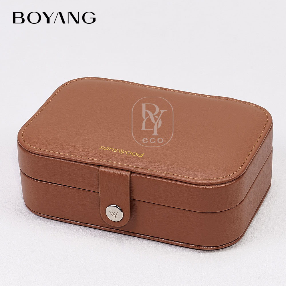 Boyang Custom Portable Luxury PU Leather Travelling Jewelry Organizer Box