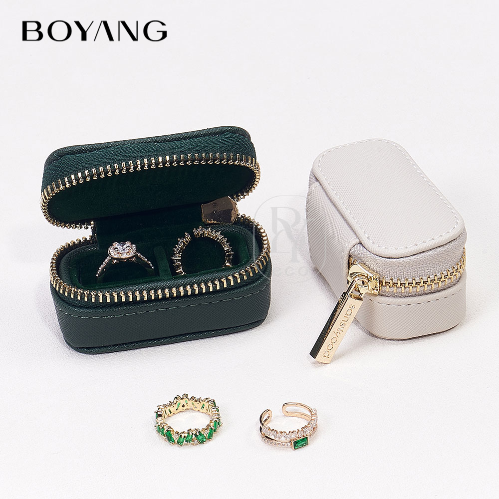 Boyang Custom PU Leather Earring Necklace Ring jewelry Travel storage organizer box