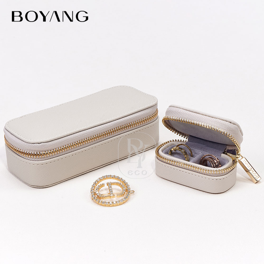 Boyang Custom PU Leather Earring Necklace Ring jewelry Travel storage organizer box