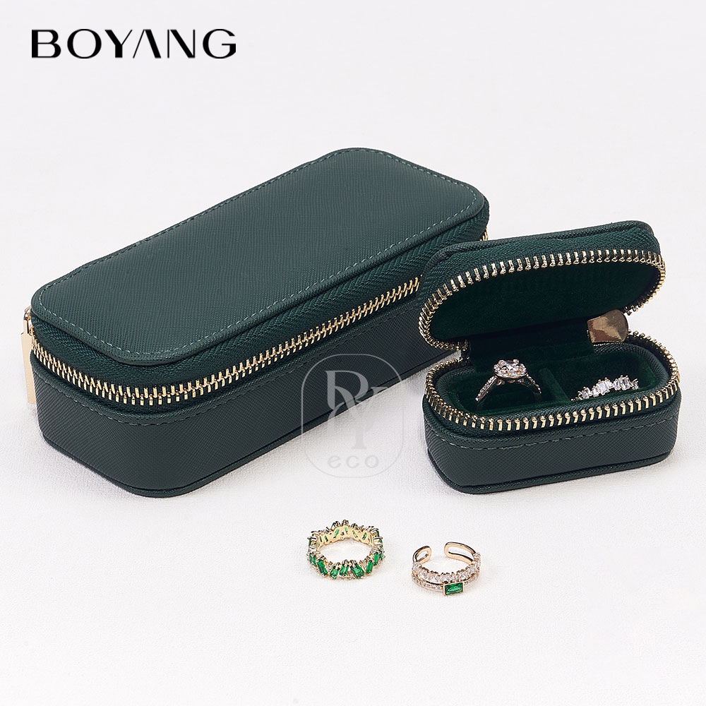 Boyang Custom PU Leather Earring Necklace Ring jewelry Travel storage organizer box