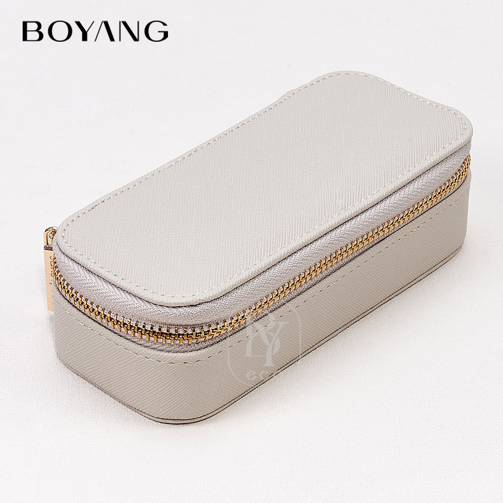 Boyang Custom PU Leather Earring Necklace Ring jewelry Travel storage organizer box
