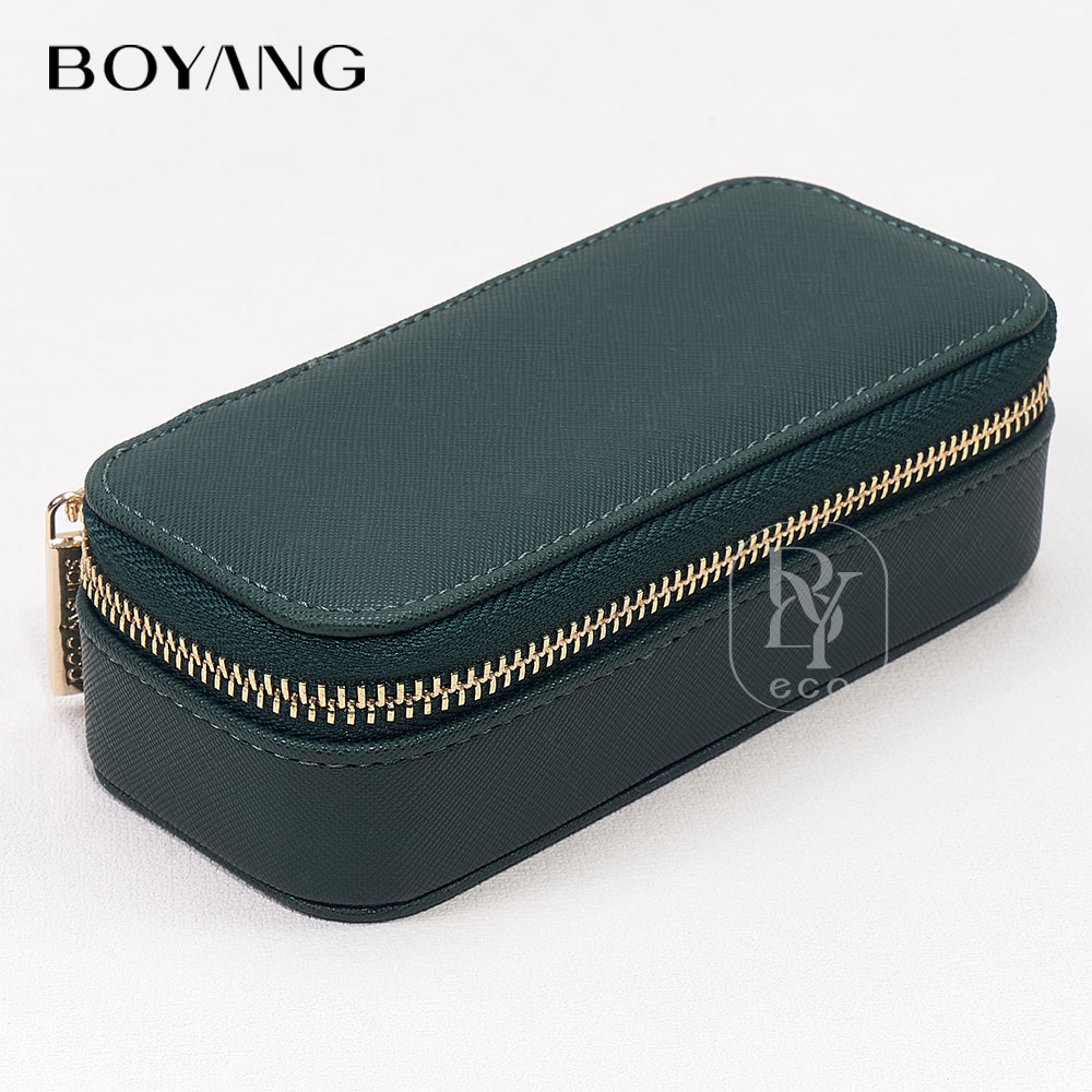 Boyang Custom PU Leather Earring Necklace Ring jewelry Travel storage organizer box