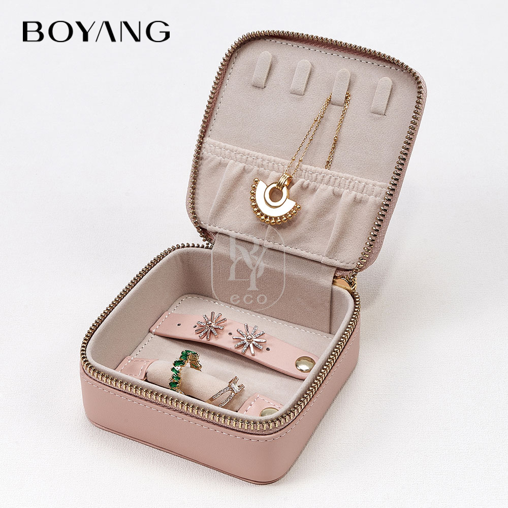 Boyang Custom PU Leather Small Travel Jewelry Storage Boxes