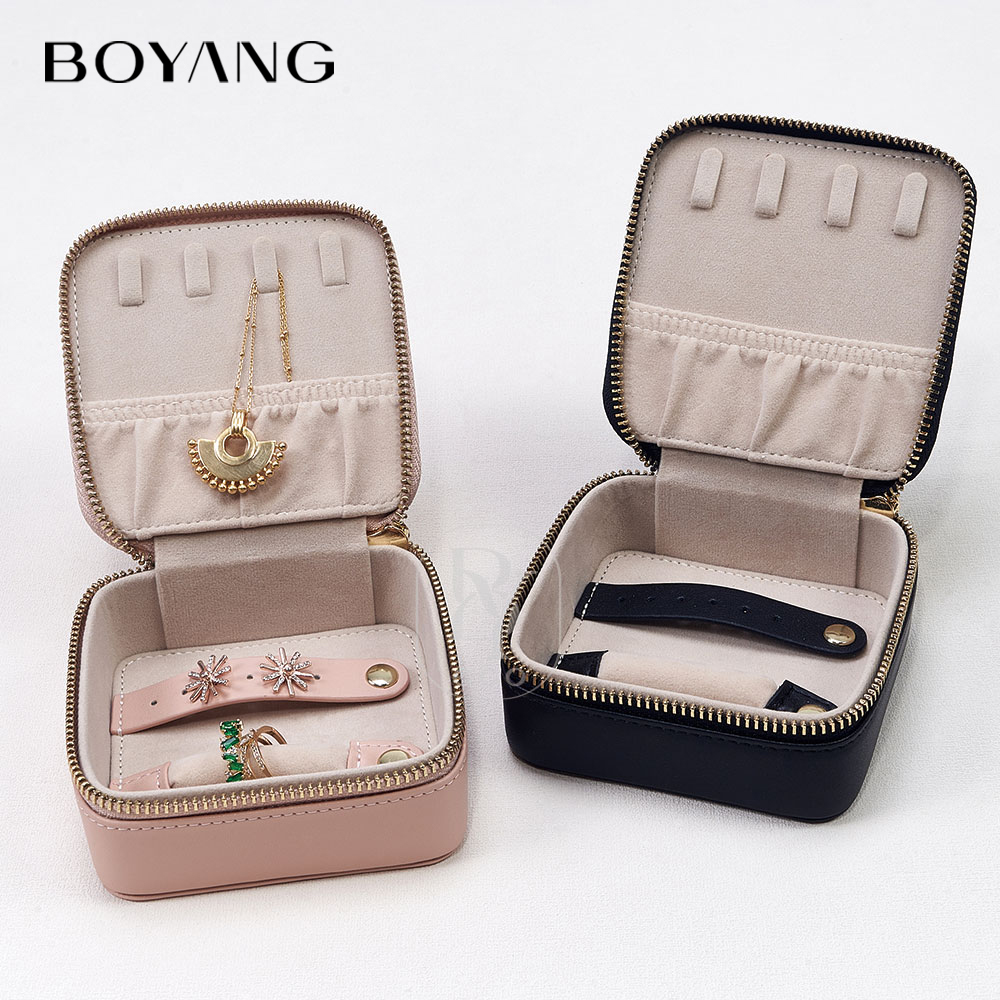 Boyang Custom PU Leather Small Travel Jewelry Storage Boxes