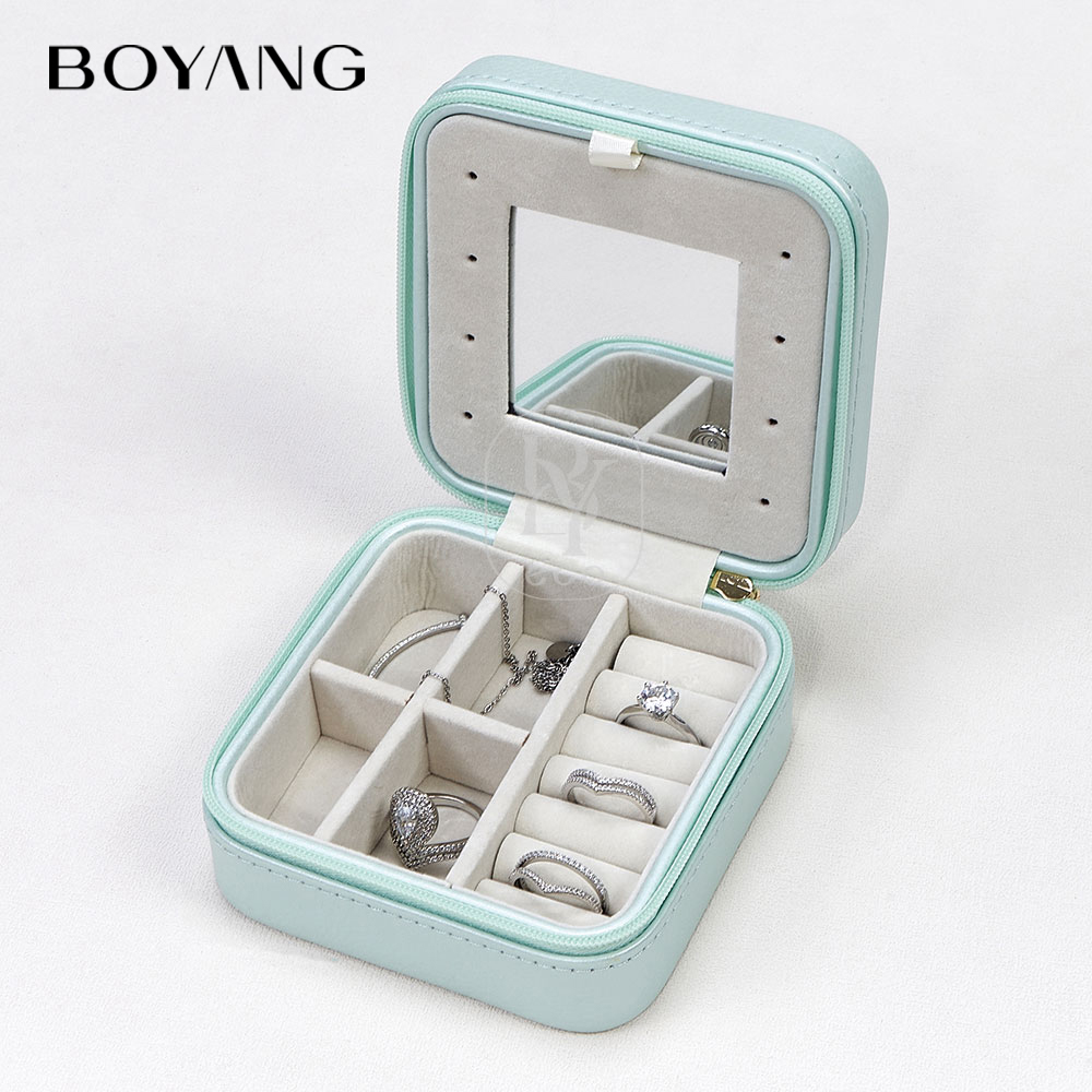  Boyang Custom Portable Travel Jewelry Storage organizer Boxes with Mirror