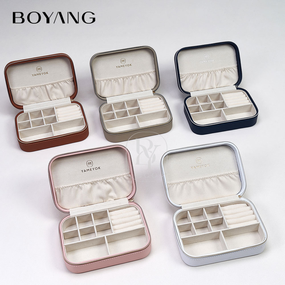 Boyang Custom Necklace Ring Earring Storage Portable Travelling Jewelry Box Organizer