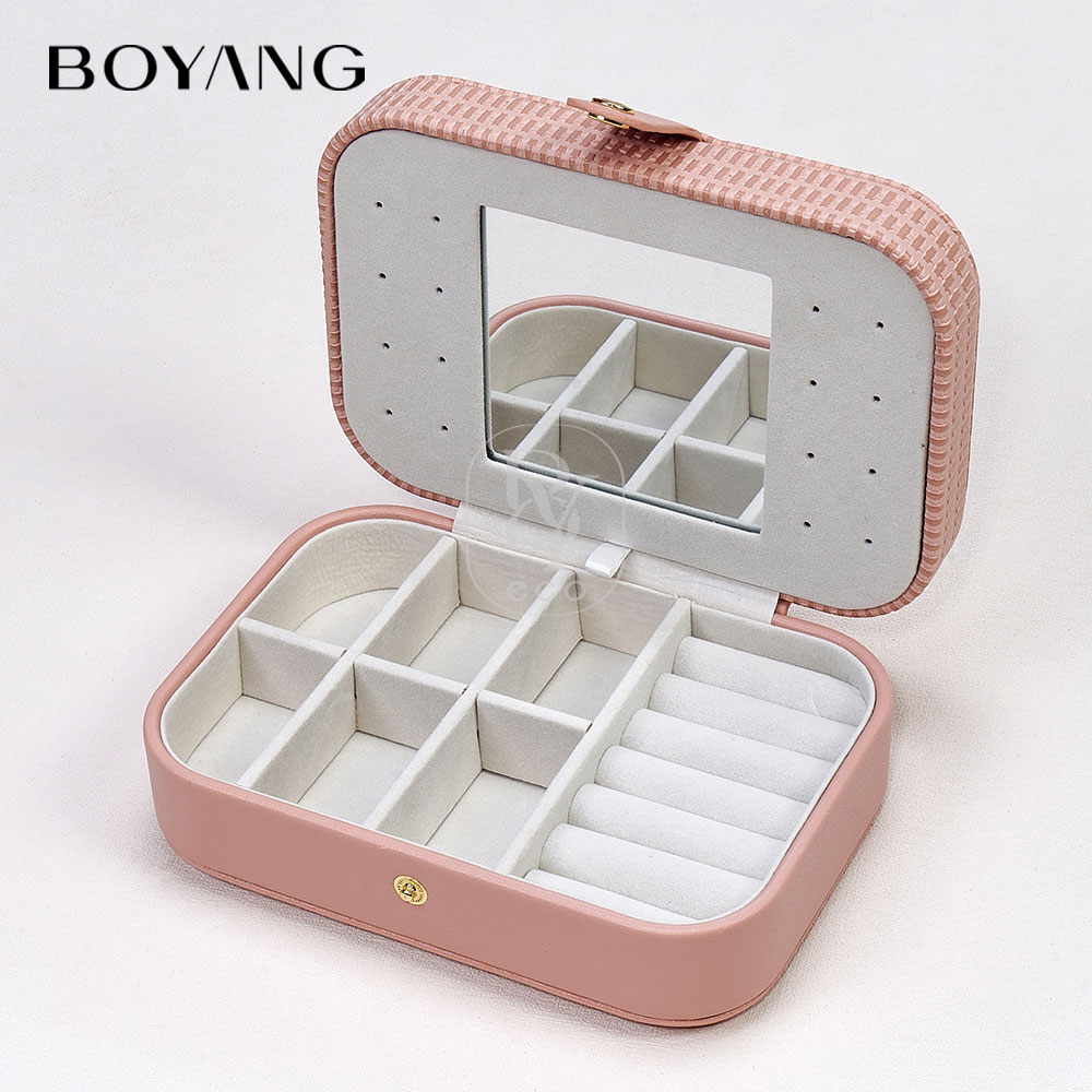 Boyang Custom Logo Pu Leather Portable Jewellery Organizer Box Travel for Women