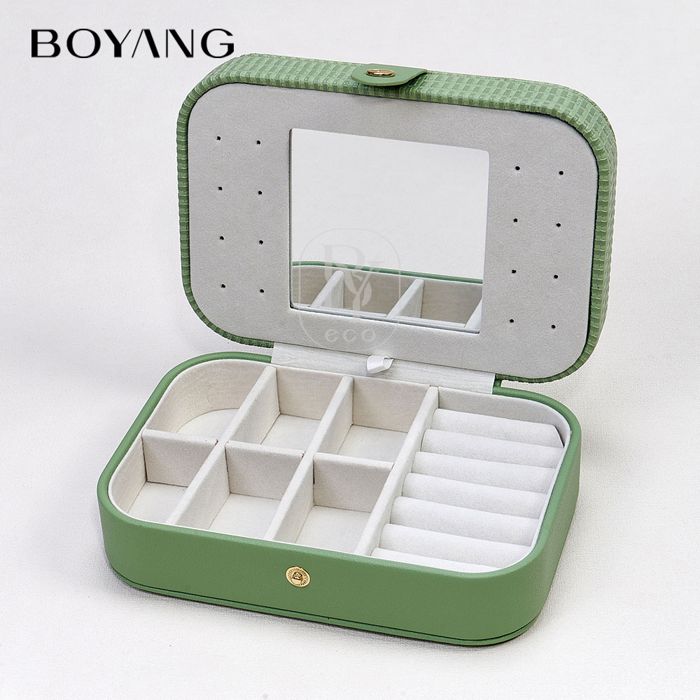 Boyang Custom Logo Pu Leather Portable Jewellery Organizer Box Travel for Women