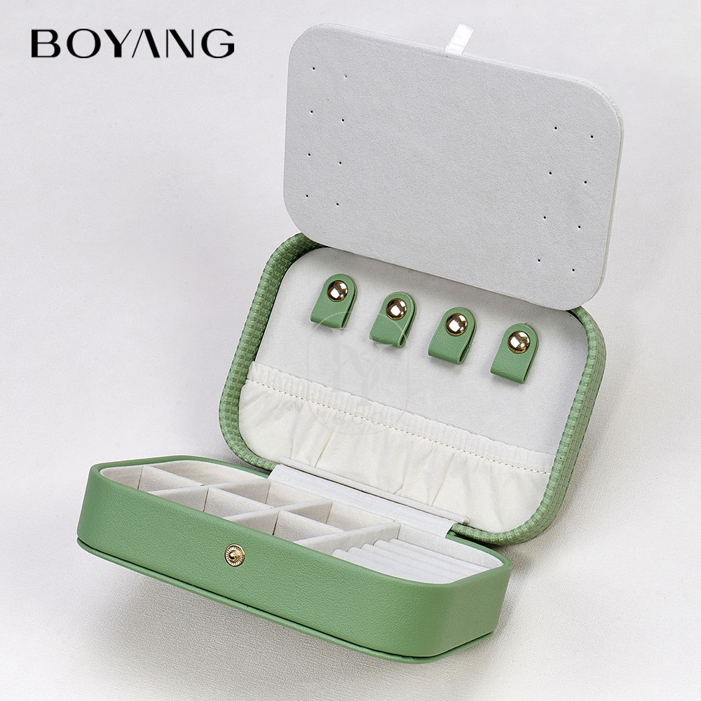 Boyang Custom Logo Pu Leather Portable Jewellery Organizer Box Travel for Women
