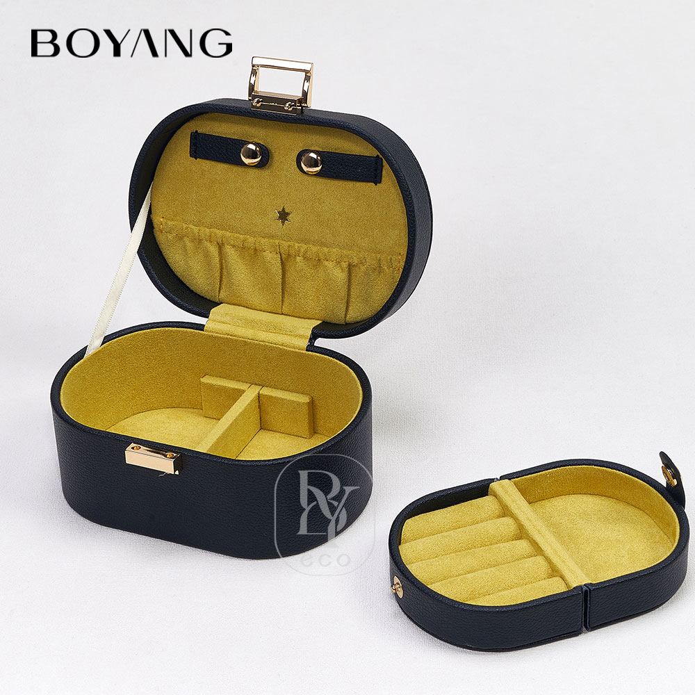 Boyang Custom Logo PU Leather Portable Jewelry Storage Box