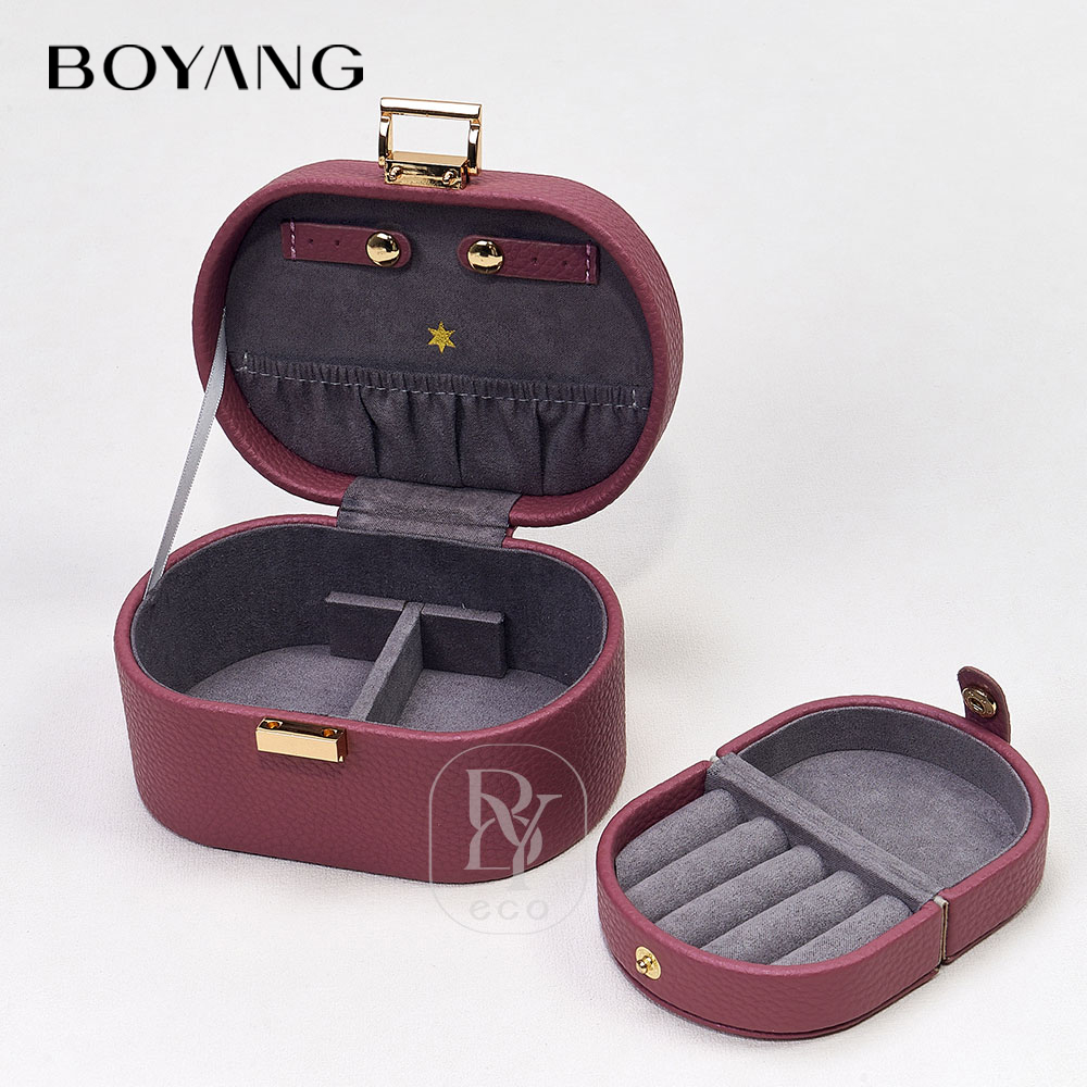 Boyang Custom Logo PU Leather Portable Jewelry Storage Box