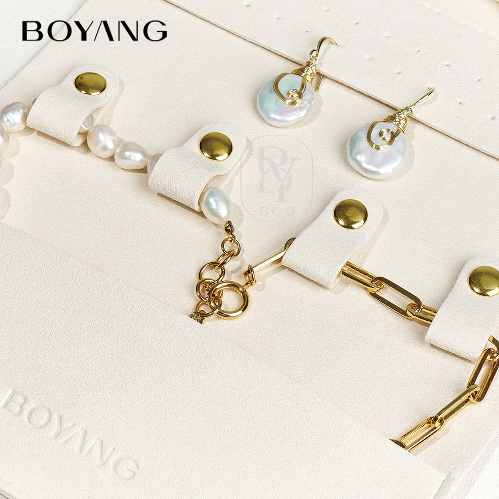 Boyang Custom Logo Luxury Microfiber Travel Jewelry Organizer Case Roll Foldable Portable Jewelry Storage Pouch